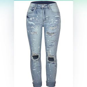 Womens Ripped Jeans Mid Rise Mom Jeans Distressed Casual Vintage Boyfriend